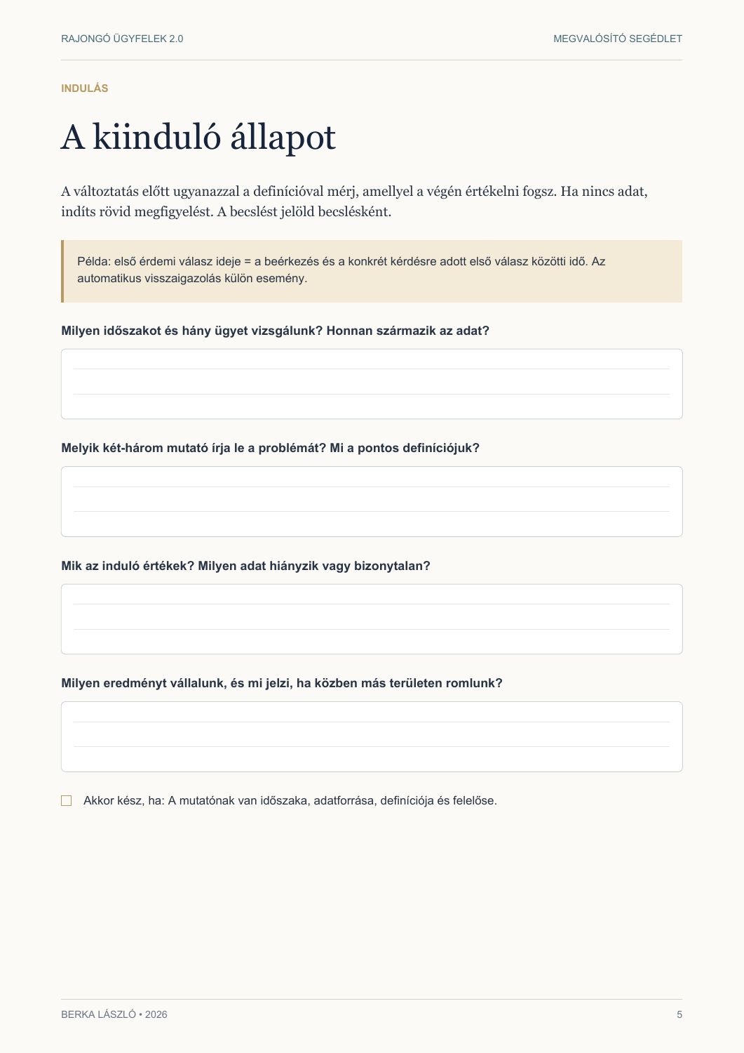 A kiinduló állapot – a segédlet 5. oldala